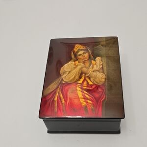 Top Quality Large Lacquer Jewelry Box Fedoskino USSR Portrait Handpainted